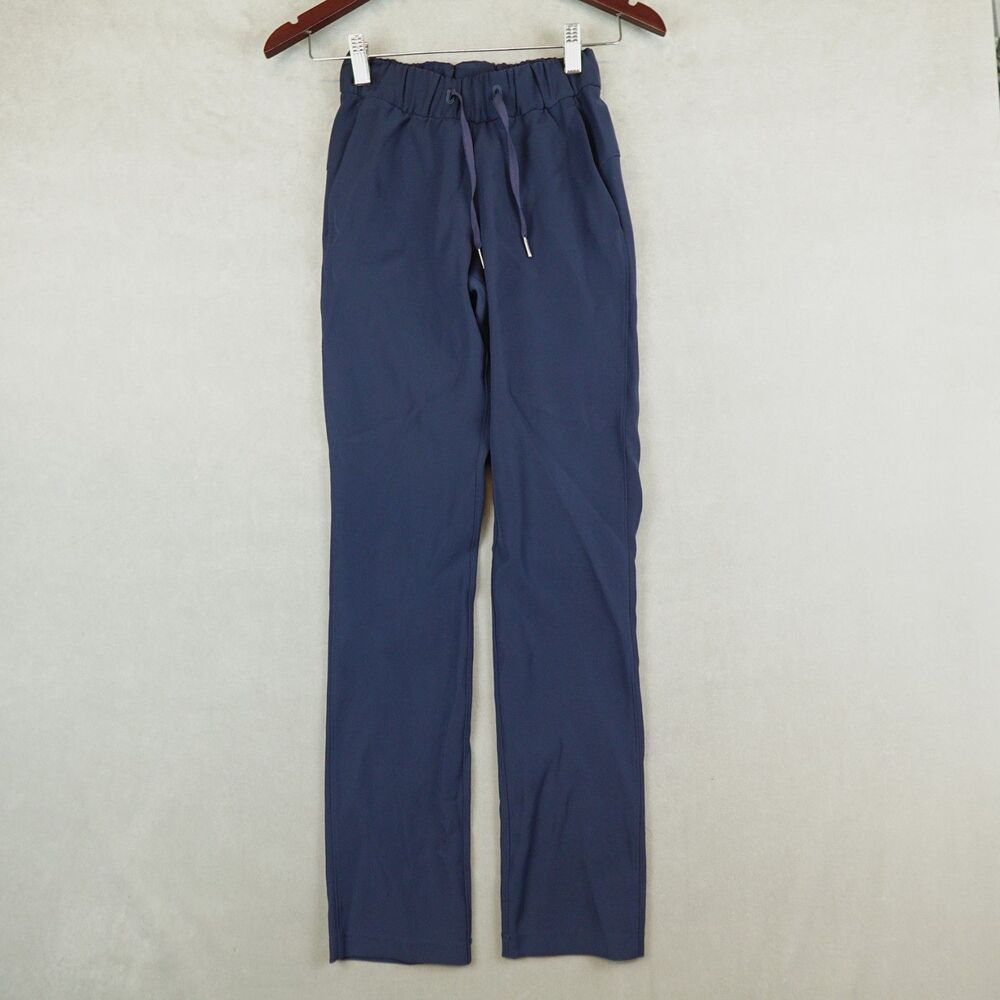Lululemon On the Fly Pants Navy Woven Straight Full Length Womens Size 0 - Picture 1 of 10
